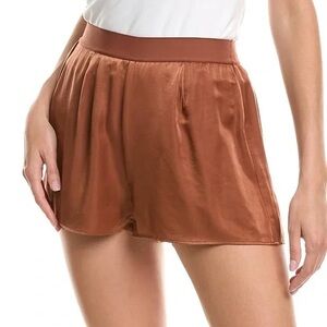 H&M Satin Elastic Waist Women's Shorts in Copper Brown
